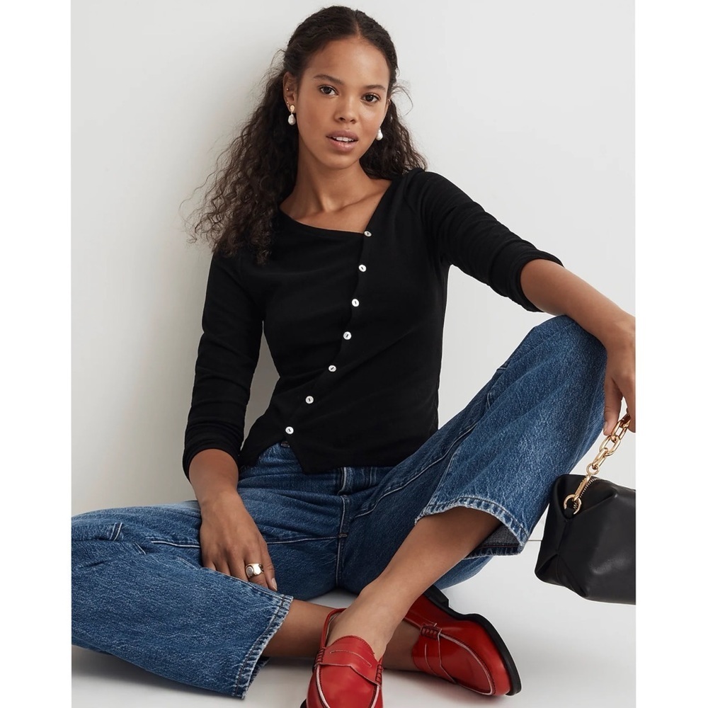 Madewell Asymmetrical Button-Front Cardigan